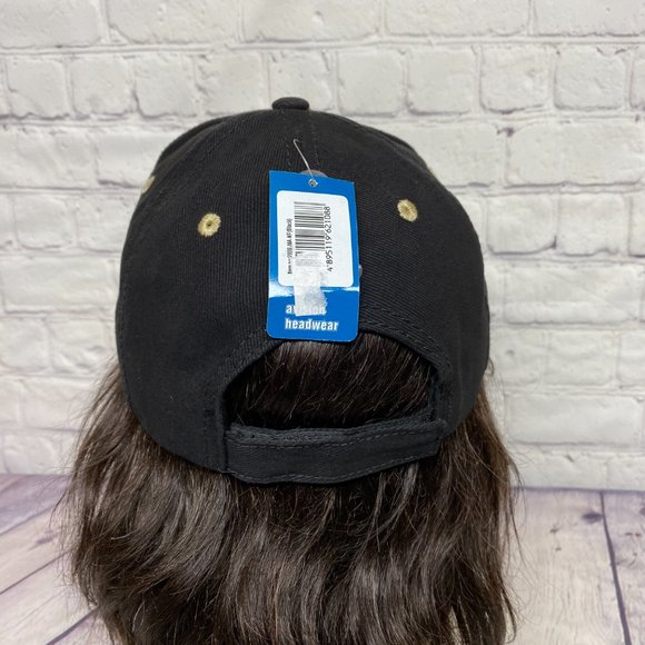 Vintage Hat Cap Strap Back Black Brown Bill Newfoundland Canada Embroidered - Picture 3 of 11